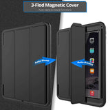 ipad Air 2 Flip Triple Layers Smart Hybrid Tough Armor Case Screen Protector-Black